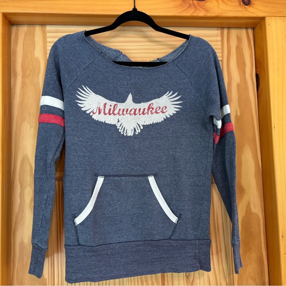 Milwaukee Blue Sweatshirt with White and Red Accents